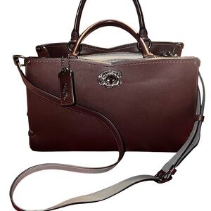 Coach Leather Satchel in Oxblood